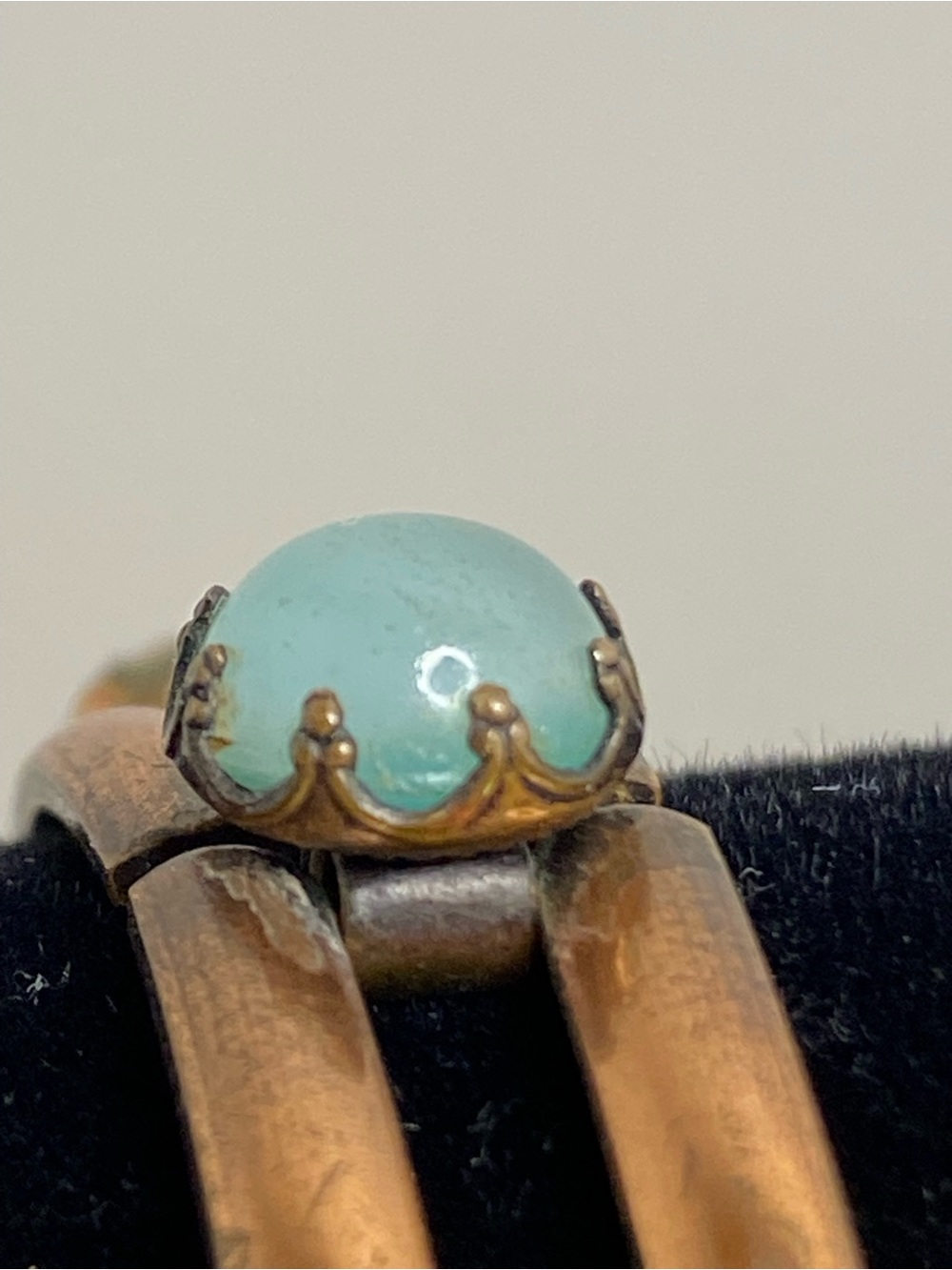 Vintage Copper Tone Moonglow Lucite Cabochon Link Bracelet Pastel MCM - Picture 11 of 16